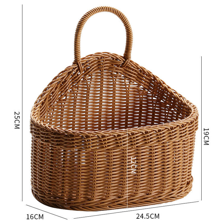 Women Handcrafted Rattan Storage Basket with Handle Kalsten