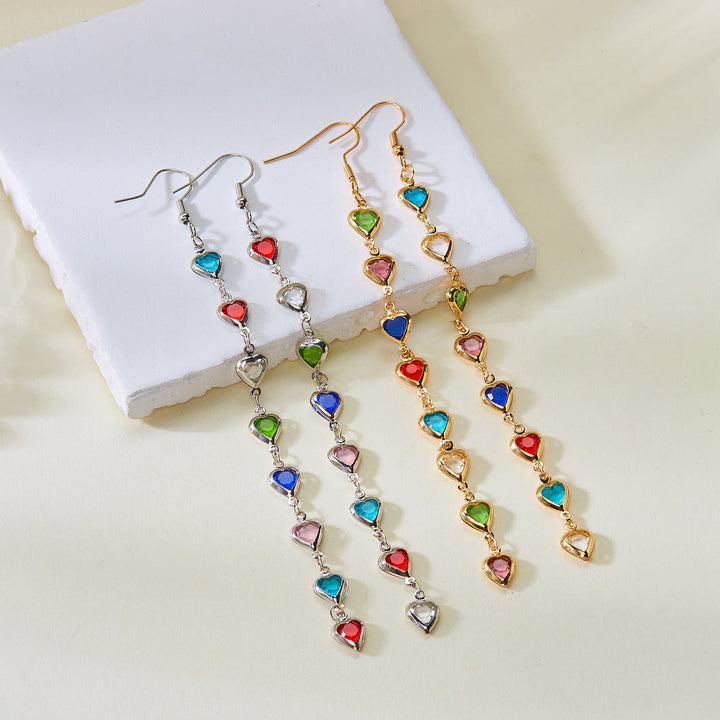 Dazzling Heart-Shaped Drop Earrings Kalsten