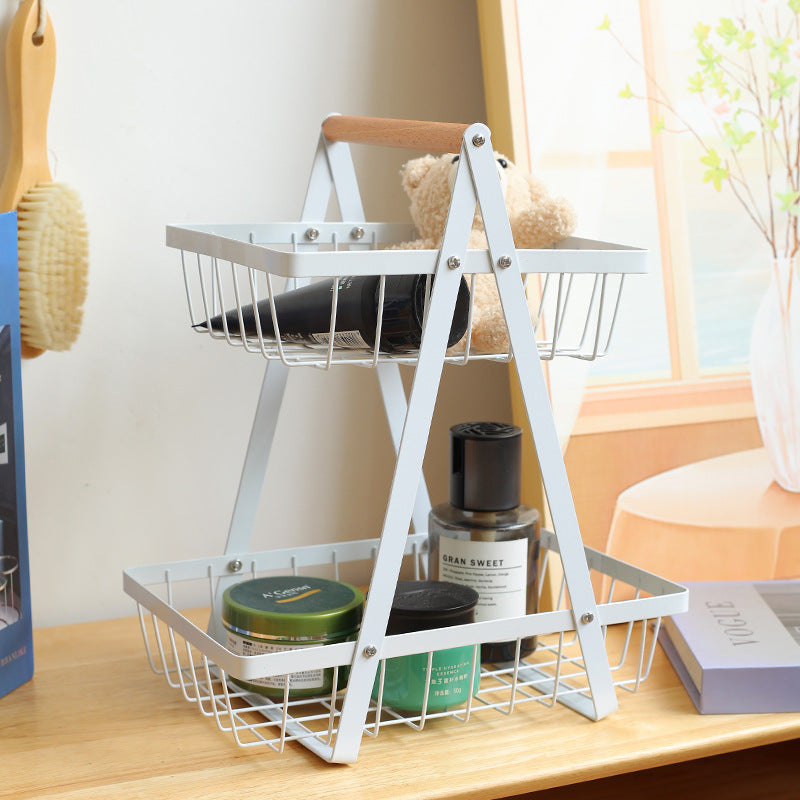 Sturdy Two-Tier Metal Storage Basket Kalsten