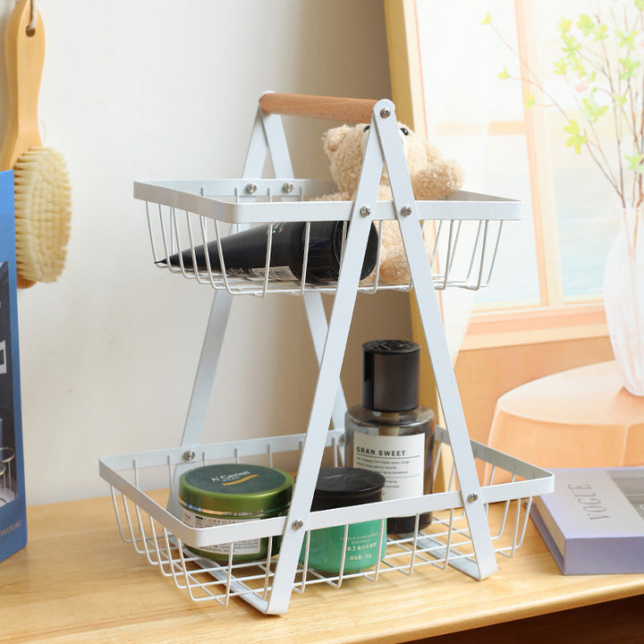 Sturdy Two-Tier Metal Storage Basket Kalsten
