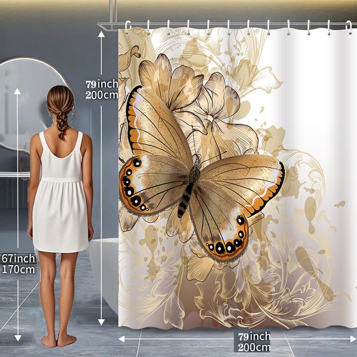 Butterfly-Inspired Floral Shower Curtain Kalsten