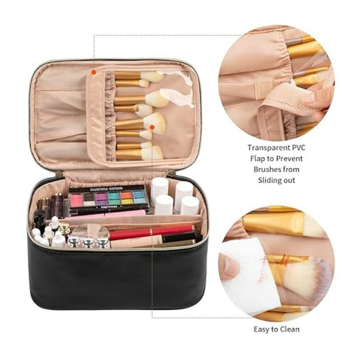 Cosmetic Organizer Bag with Structured Design and Versatile Compartments Kalsten
