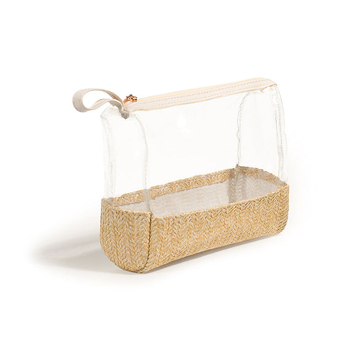 Cosmetic bag made of transparent material with woven bottom Kalsten