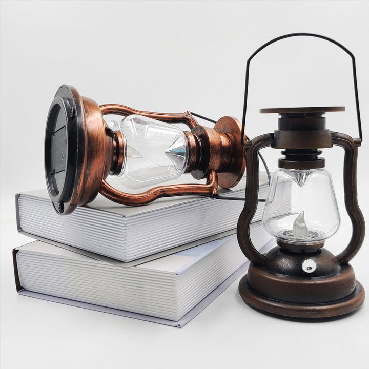 Antique-Style LED Hurricane Lantern With Flickering Flame Effect Glass Globe And Hanging Handle Portable Decorative Lamp Kalsten