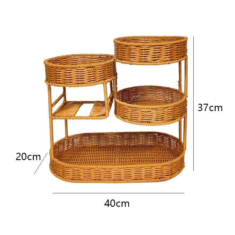 Unisex Rattan Shelf with Three Levels Kalsten