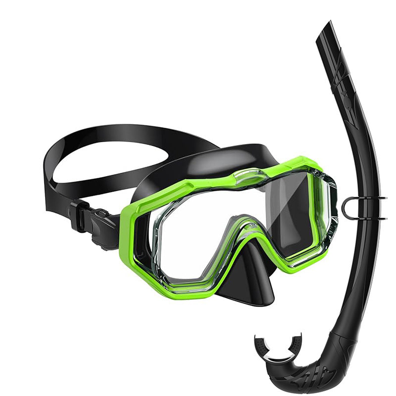 Diving equipment set with ergonomic diving mask and flexible snorkel Kalsten