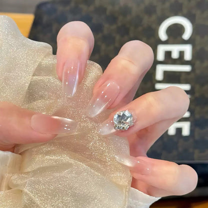 Elegant artificial nail tips with glitter accent Acalora