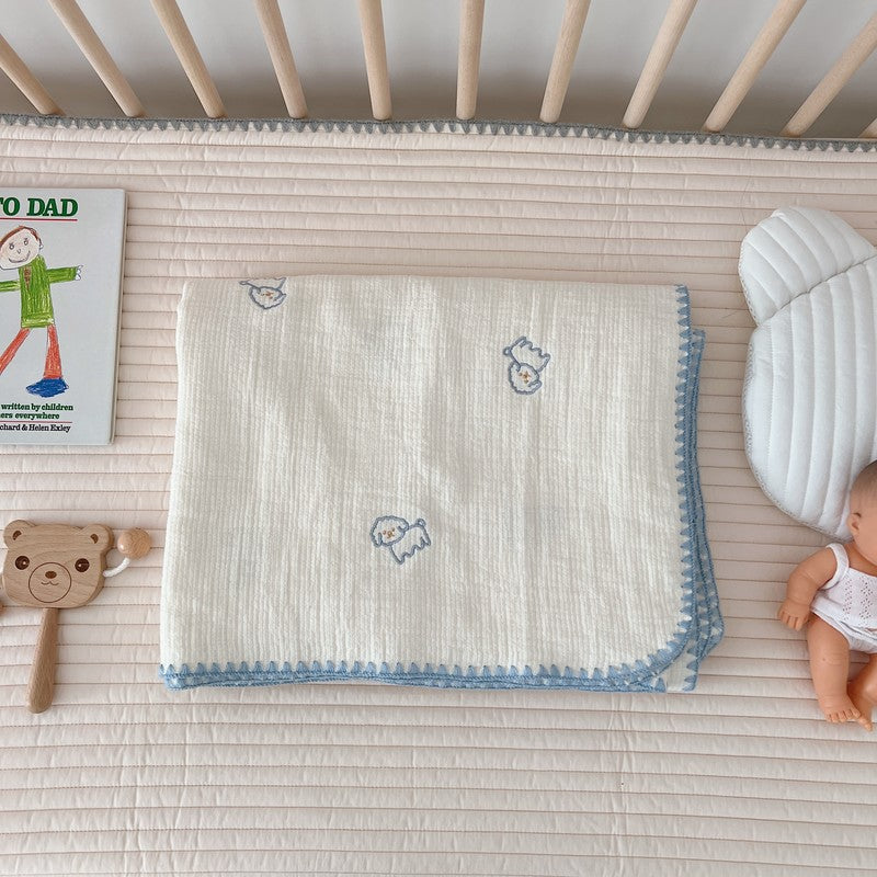 Unisex cuddly muslin blanket with cute animal design Kalsten