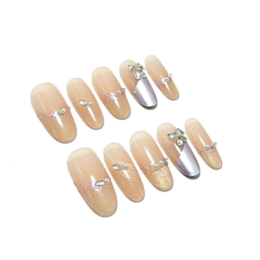 Glamorous Nail Set with Rhinestones Kalsten
