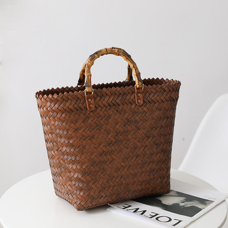 Handmade basket bag with stylish braiding pattern Kalsten
