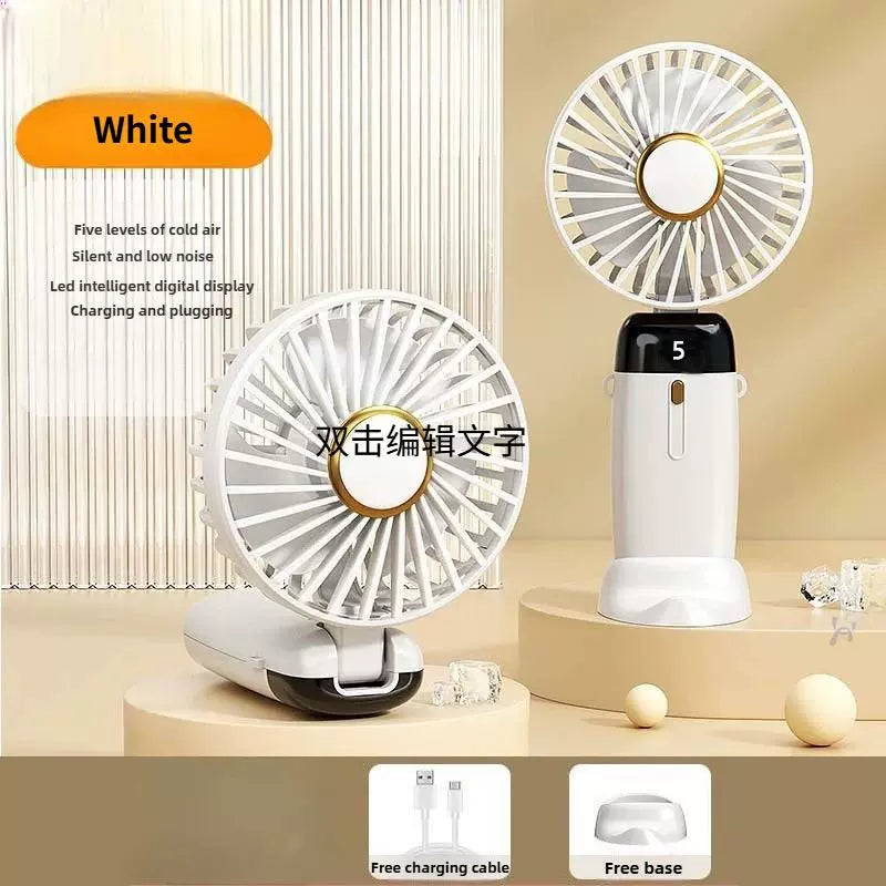 Unisex One Size Foldable Rechargeable Hand Fan with Multiple Speeds LED Display Removable Charging Base Kalsten