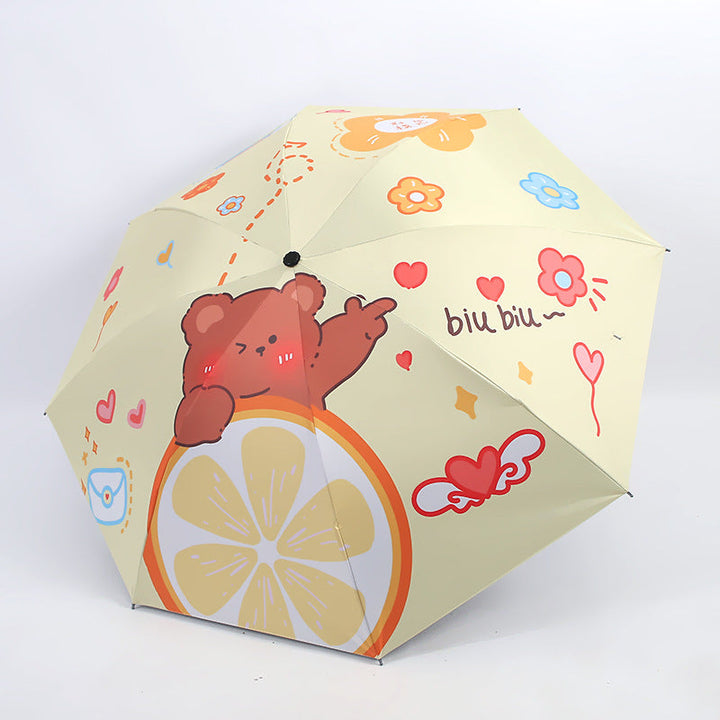 Women's Folding Umbrella with Playful Bear Design Kalsten