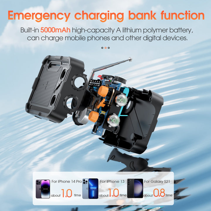 Multifunctional emergency radio with solar charger and flashlight Kalsten