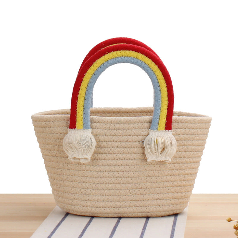 Cheerful straw bag with colorful handles Kalsten