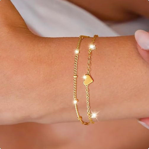 Elegant Heart Charm Chain Bracelet Kalsten