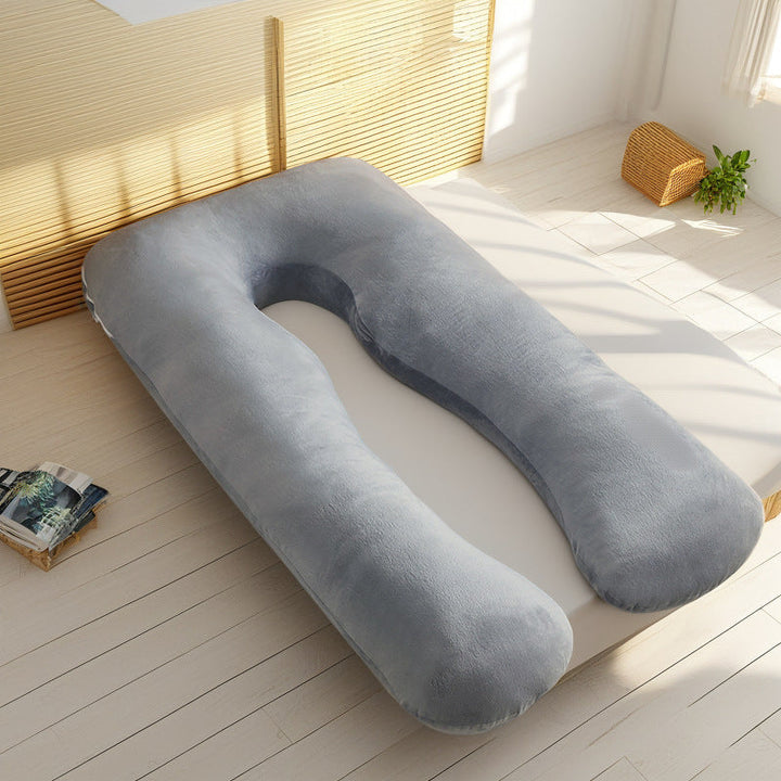 Full-Body U-Shaped Maternity Support Pillow With Removable Velour Cover