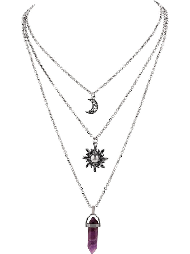 Layered Celestial Pendant Necklace Kalsten