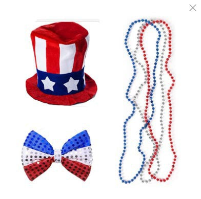 Independence Day metallic parade-style bead necklace set with breakaway clasp Kalsten