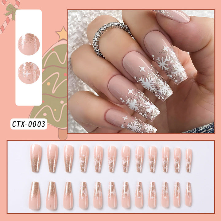 Festive Glitter Snowflake False Nails Kalsten