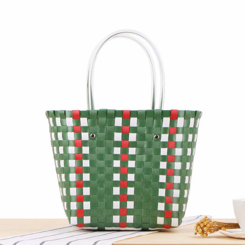 Braided shopping bag with colorful pattern Kalsten