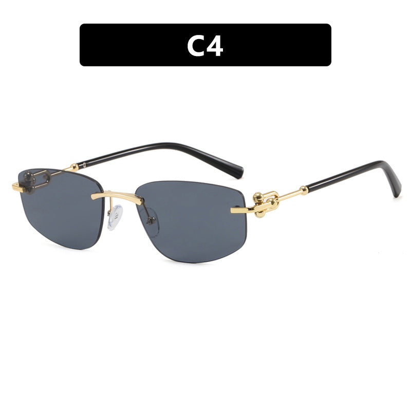 Ladies elegant semi-rimless glasses with luxurious metal frame and transparent lenses Kalsten