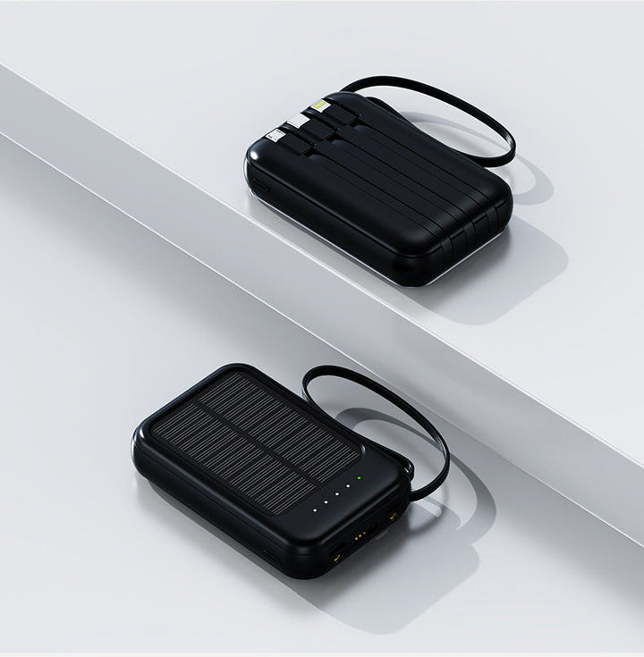 Portable Solar Power Bank with rugged design and integrated charging cable Kalsten