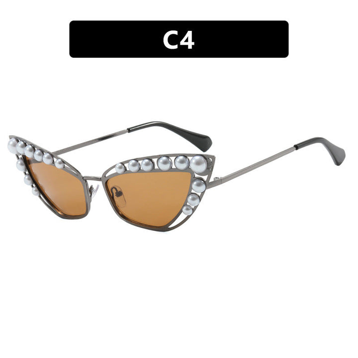 Ladies Cat-Eye Sunglasses with Exclusive Pearl Tip Frame Kalsten