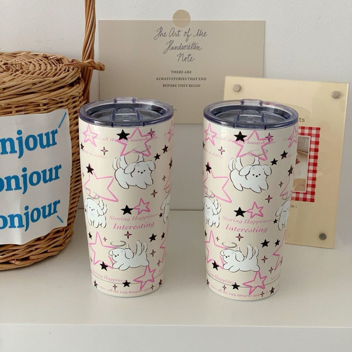 Women's insulated drinking cup with secure silicone lid and fun dog design Kalsten