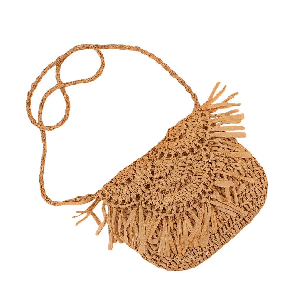 Handmade handbag with fringes Made from natural material Kalsten