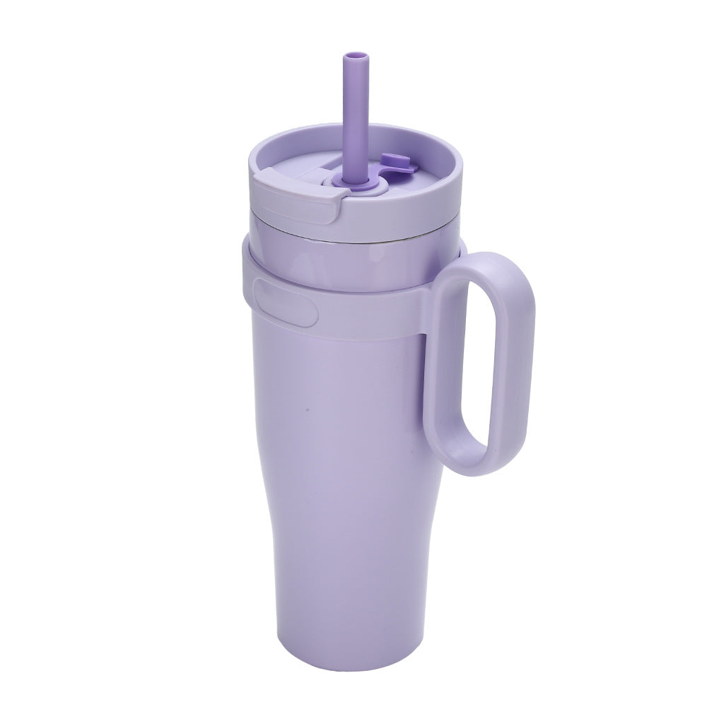 Ladies' insulated drinking cup with non-slip handle and integrated straw Kalsten