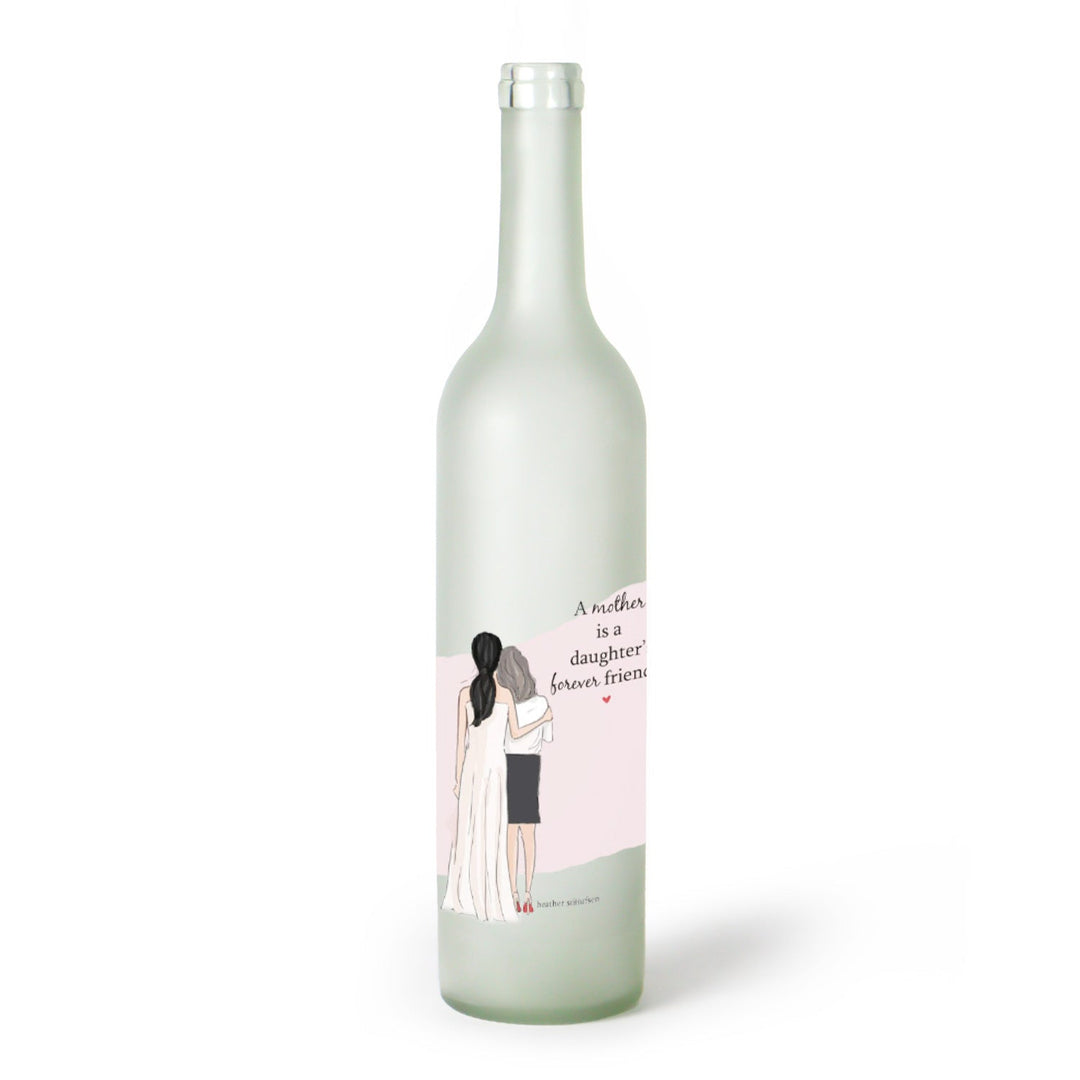 Decorative Frosted Glass Bottle Vase With Fashion Collage Decal