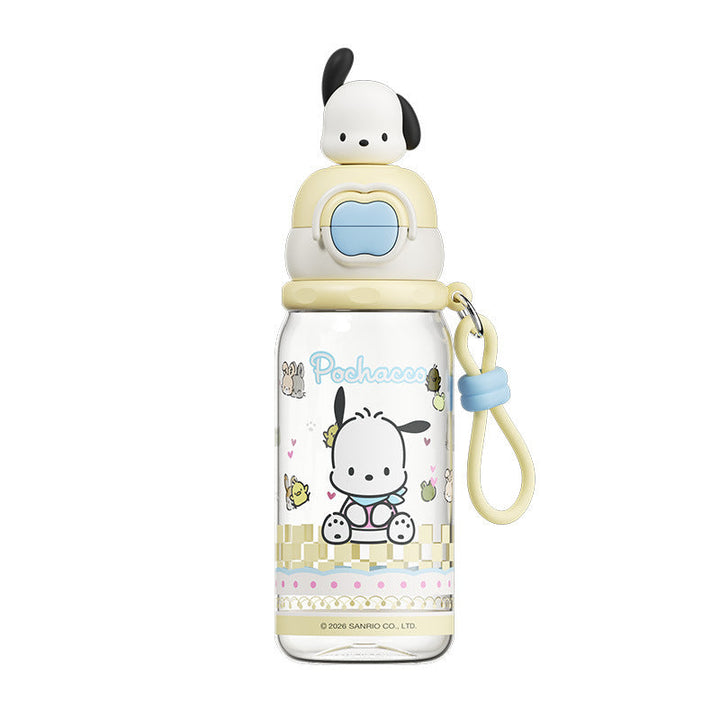 Ladies water bottle with interactive lid and cute Pochacco design Kalsten