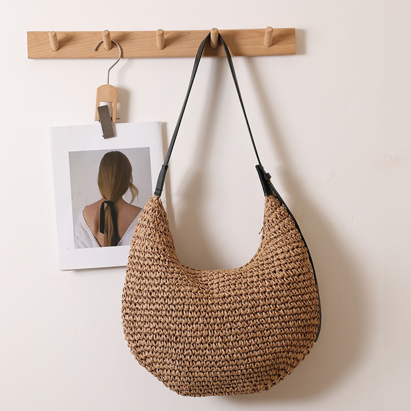 Handmade Hobo Bag Made of Natural Raffia Material Kalsten