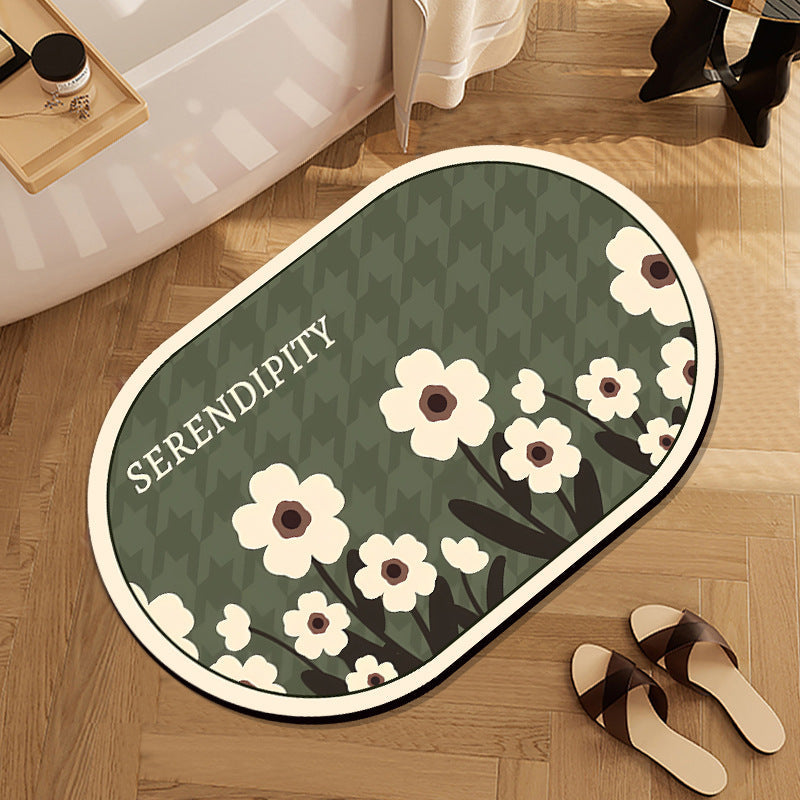 Elegant Marble-Themed Bath Mat Kalsten