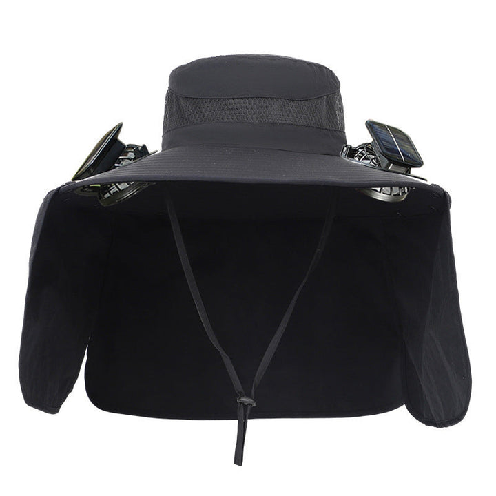 Sun hat with neck protection and integrated solar-powered dual fans Kalsten