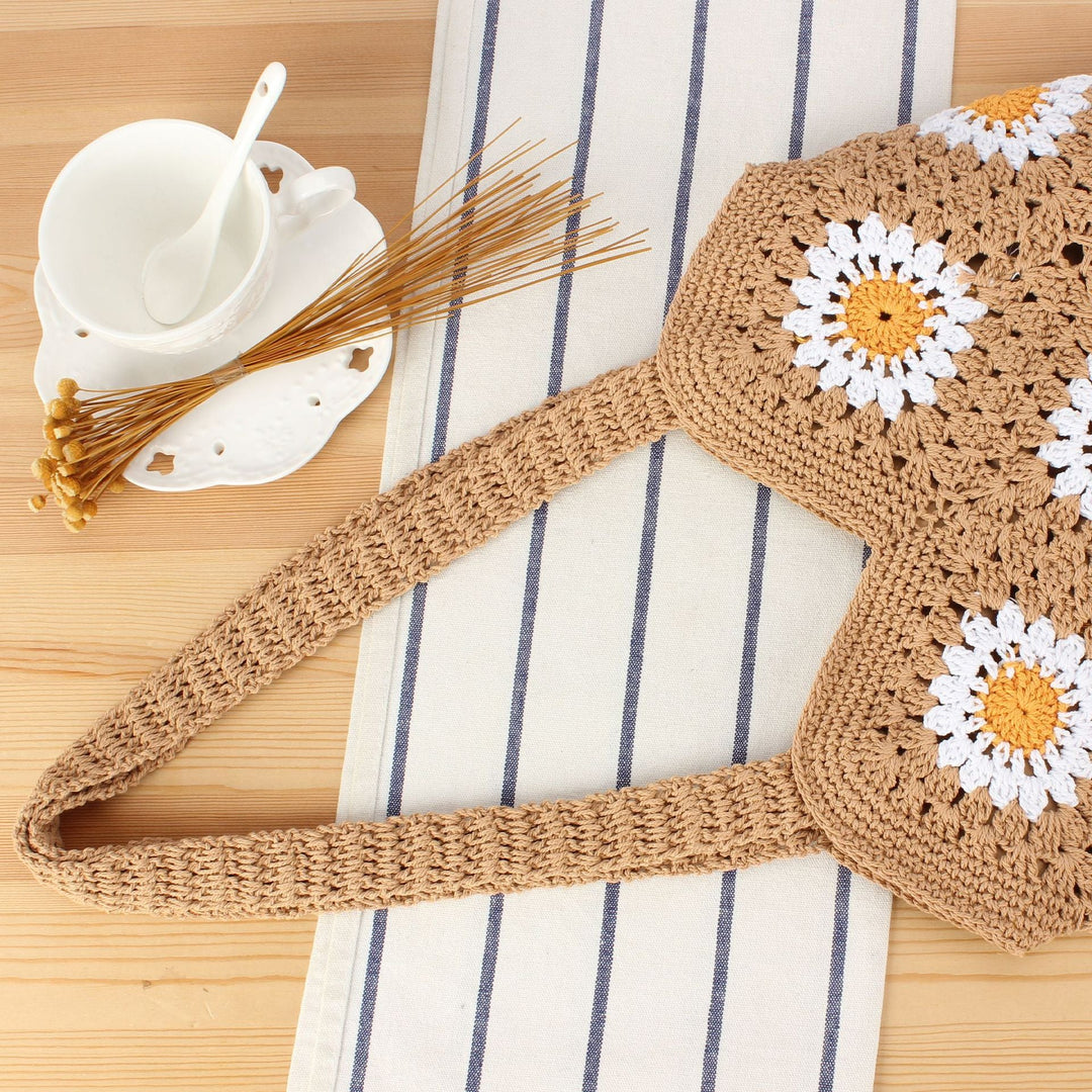 Handcrafted shoulder bag with floral crochet work Kalsten