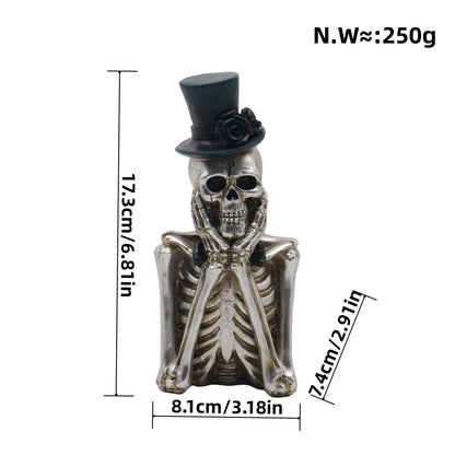 Stylish skeleton figure with top hat and black rose Acalora