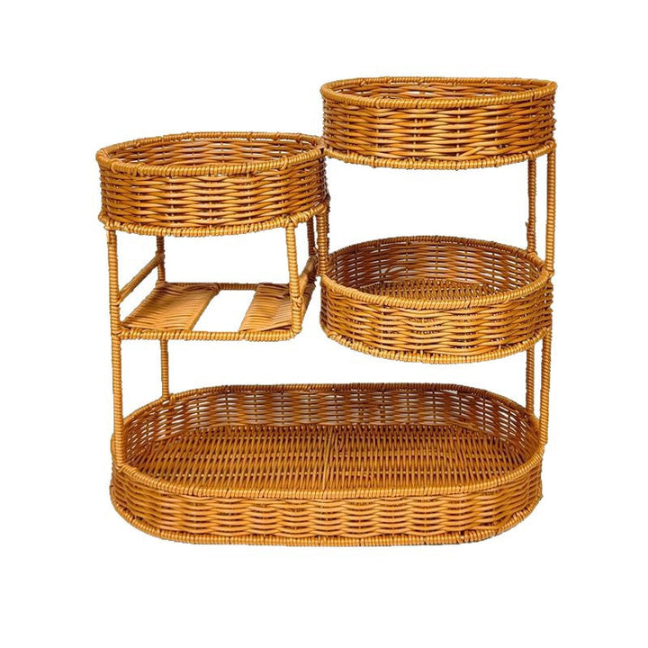 Unisex Rattan Shelf with Three Levels Kalsten