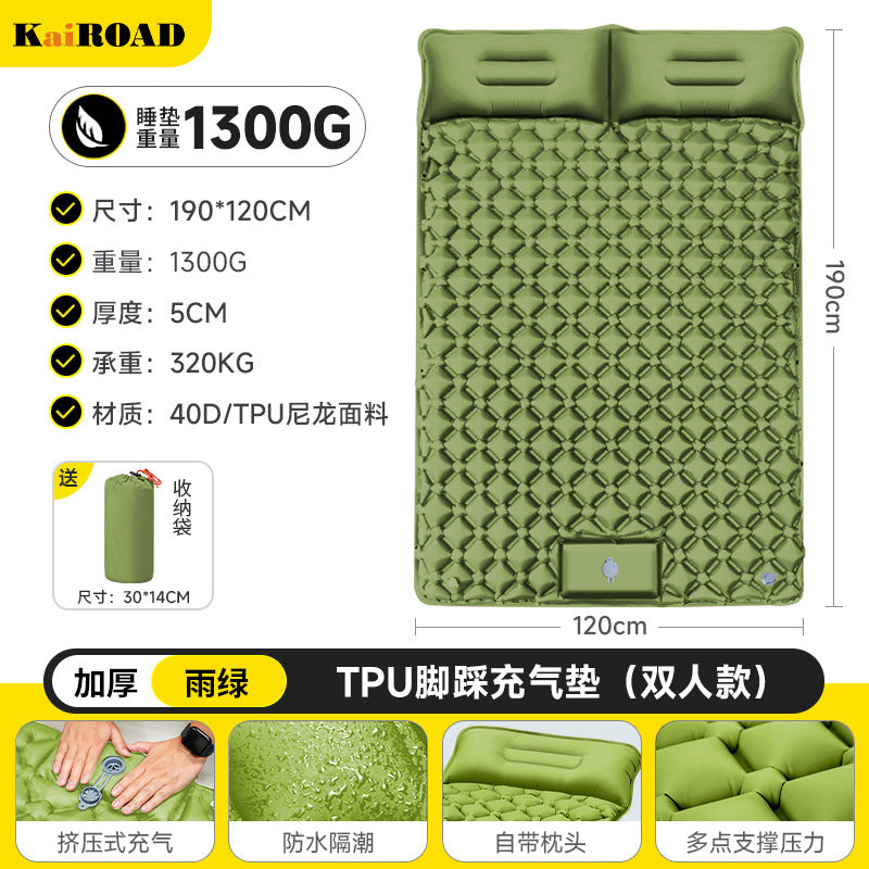 Inflatable camping mattress with integrated headrest and non-slip underside Kalsten