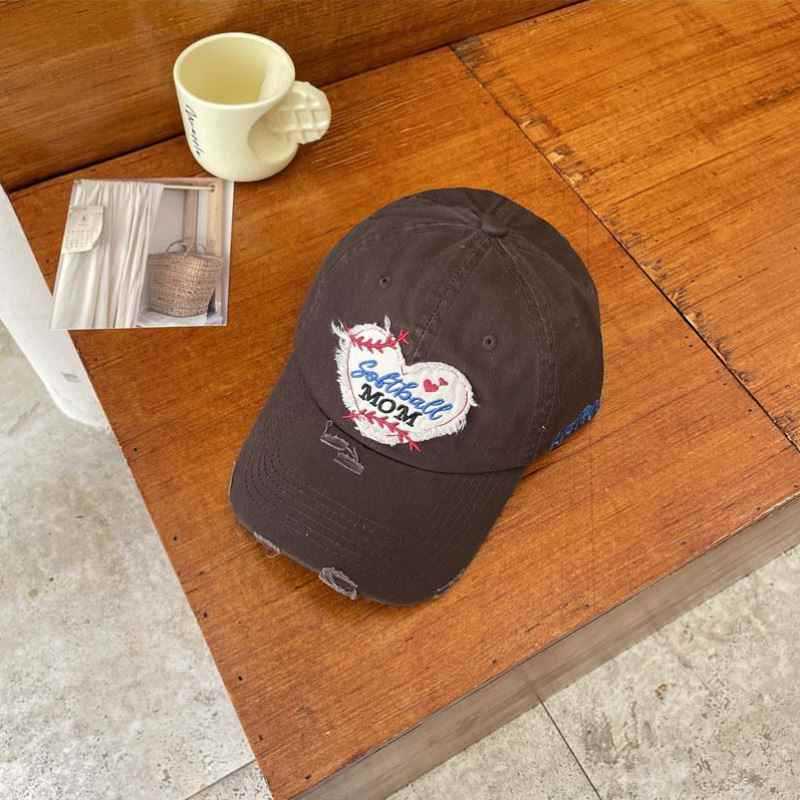 Women's Distressed Heart-Embroidered Baseball Cap Kalsten