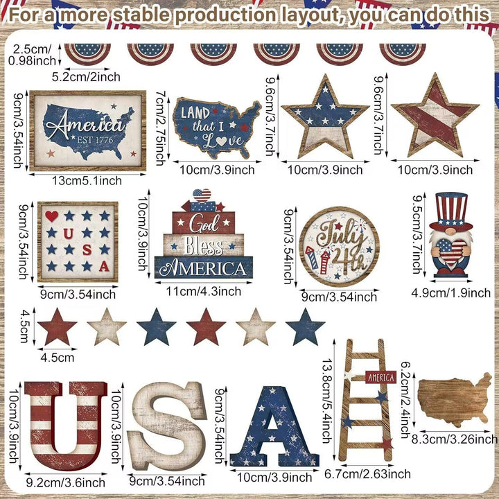 Unisex nan patriotic wood decor set for wall and door with versatile USA motifs Kalsten