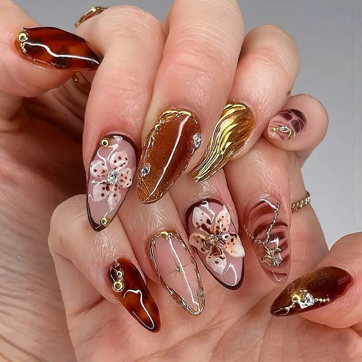 Artistic Floral Design Press-On Nail Set Kalsten