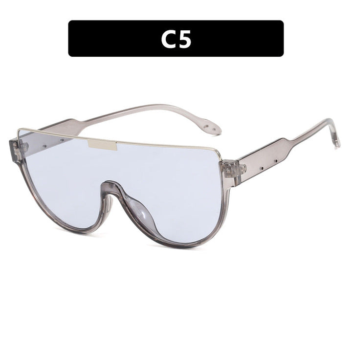 Women futuristic oversized sunglasses with clear full-rim frame Kalsten