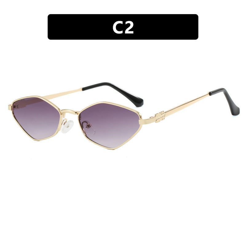 Women's geometric sunglasses with glossy metal frame and polarized lenses Kalsten