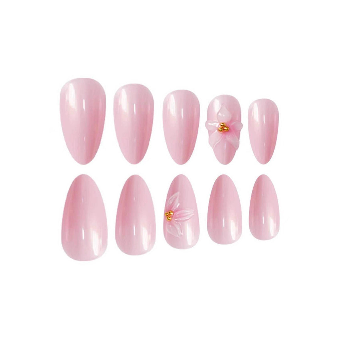 Floral-Decorated Stiletto Press-On Nail Art Kalsten