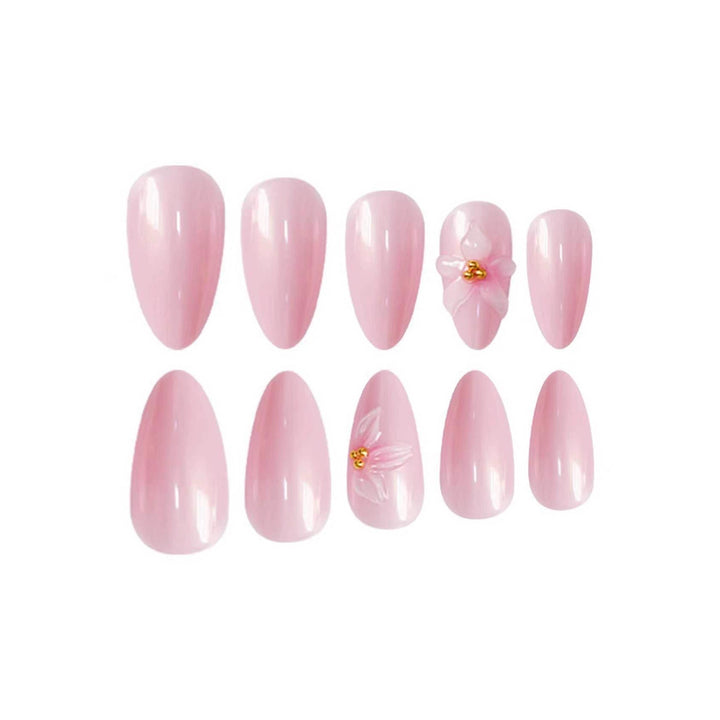 Floral-Decorated Stiletto Press-On Nail Art Kalsten
