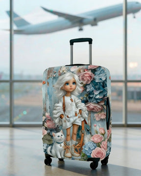 Unisex expandable suitcase cover with cat pattern, elastic protective material and zipper Kalsten