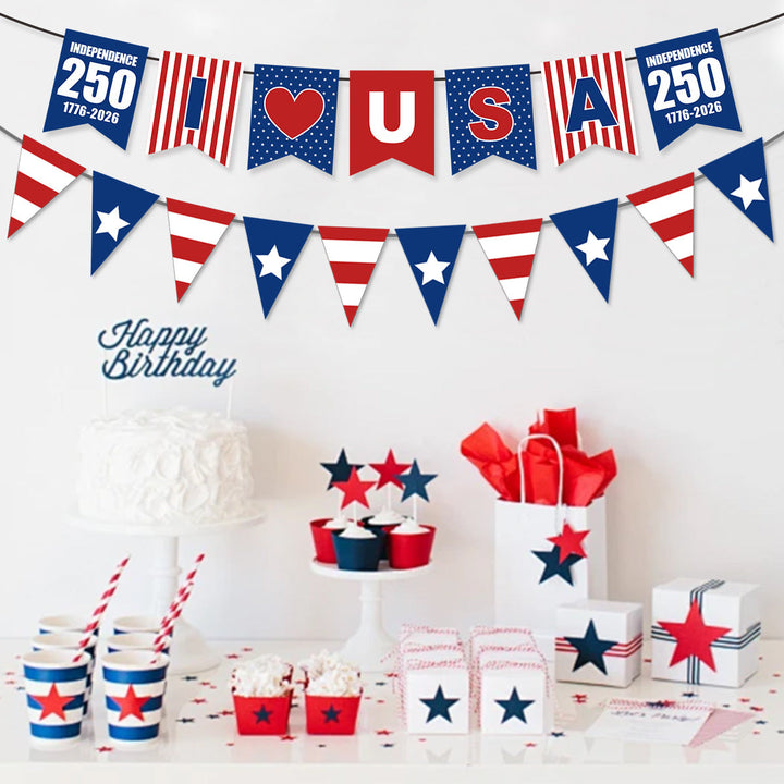 Unisex nan patriotic star and stripe multi-strand bunting garland banner set Kalsten