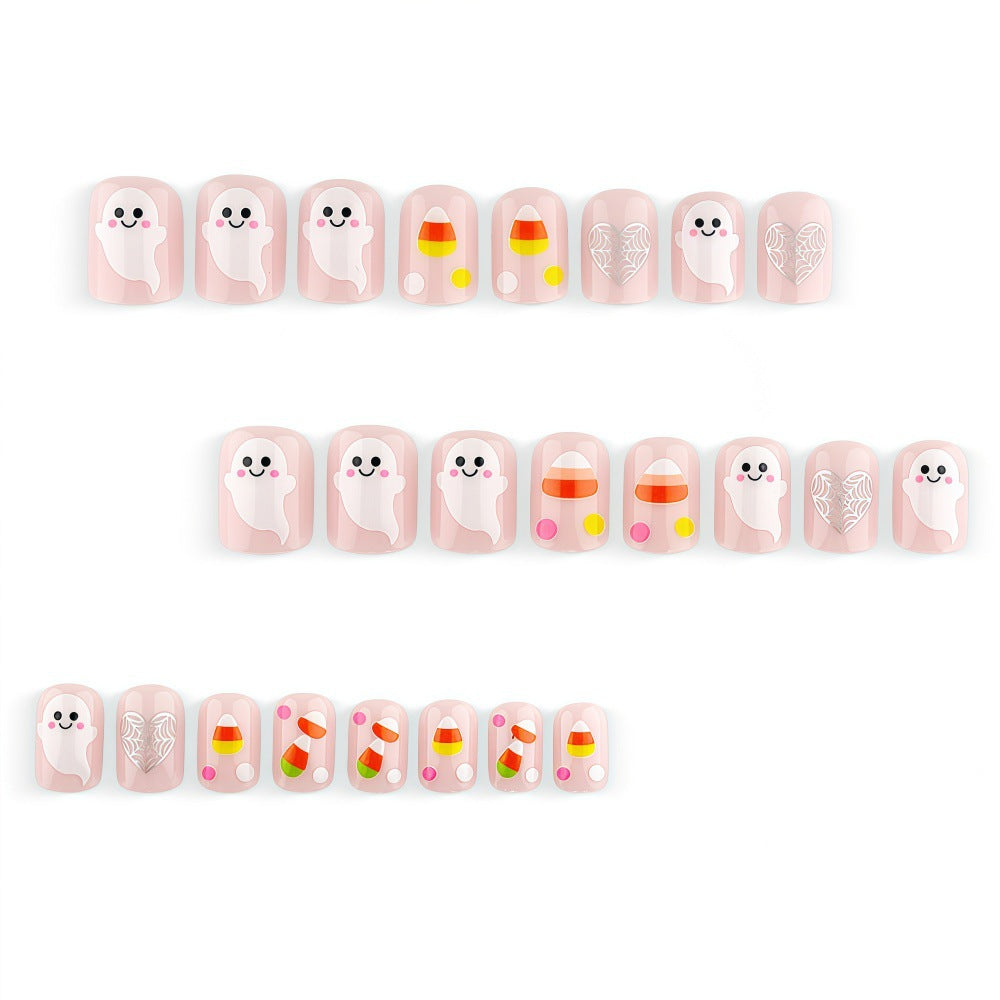 Halloween Artificial Nails with Ghost and Candy Designs Kalsten
