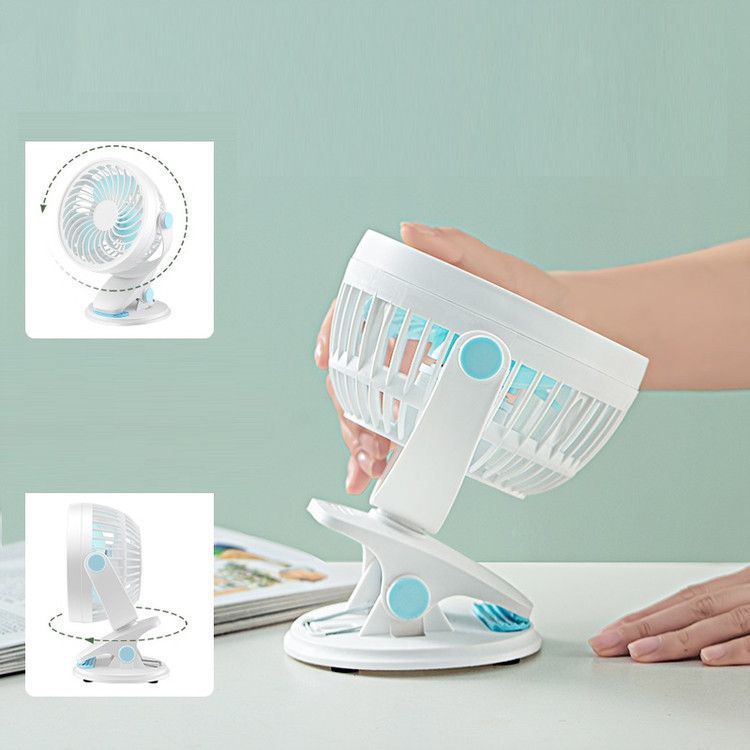 Unisex portable table fan with rechargeable battery and clip mount tiltable fan head Kalsten